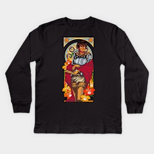 Art Nouveau of a Beautiful Warrior Kids Long Sleeve T-Shirt